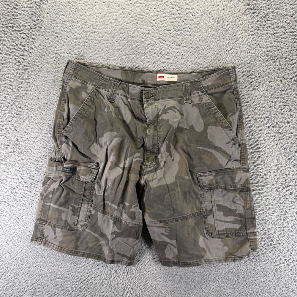 Wrangler Shorts Mens‎ 40 Green Cotton Camouflage Cargo Relaxed Workwear Stretch